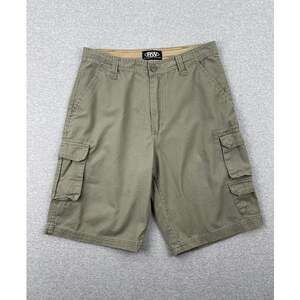 Vintage Y2K Rugged Wear Cargo Shorts Mens 32 Olive Green Khaki 100% Cotton Gorp